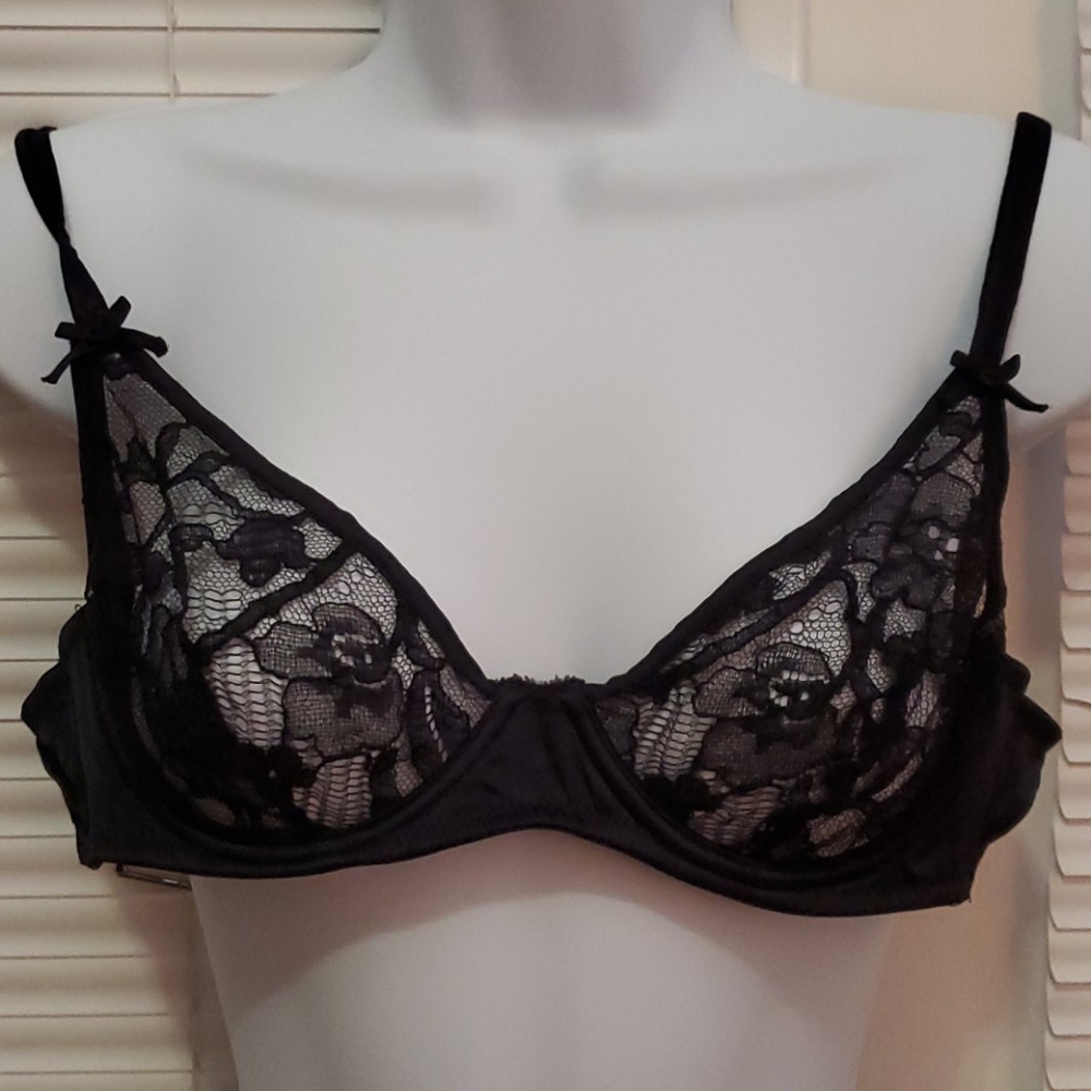 Fleur Du Mal Black Lace Bra 34B
